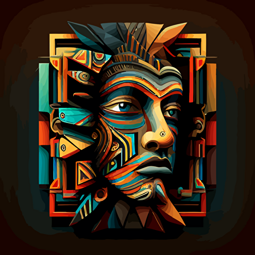 a square totem ilustration face with vector ilustration