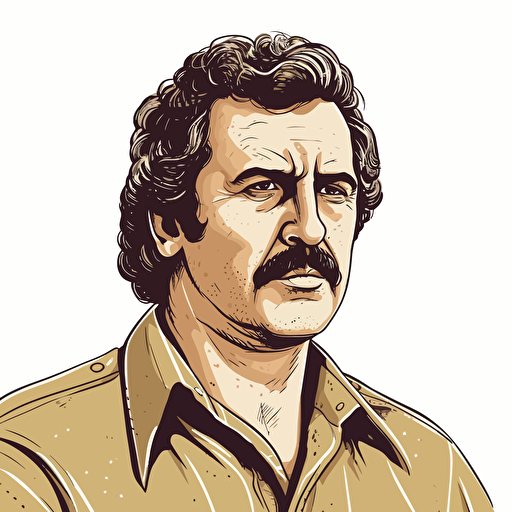pablo Escobar cartoon style illustration, high quality vector,