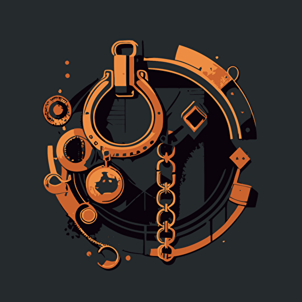 handcuffs, futuristic, art deco, cryptocurrency vector, minimalist