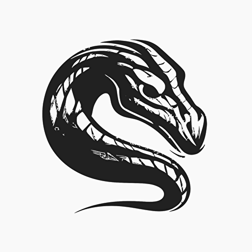 simple, modern iconic logo of snake black vector, on white background