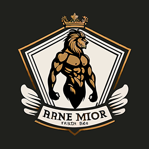 minimalistic vector logo of royal man lion doing fitness