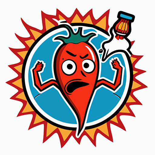 an emblem of a hot sauce company, simple vector, with TikTok personality Danny Garrison as a mascot.no shading detail