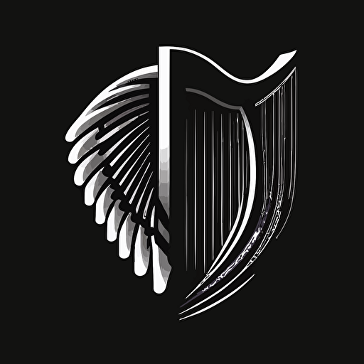 book logo, with harp emerging from pages, minimalist, vector, HD