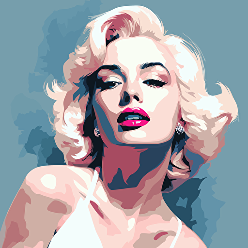create a vector color art of Marilyn Monroe in a white dress