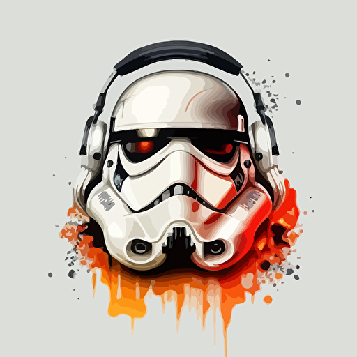 star wars storm trooper wearing head phones white background vector style