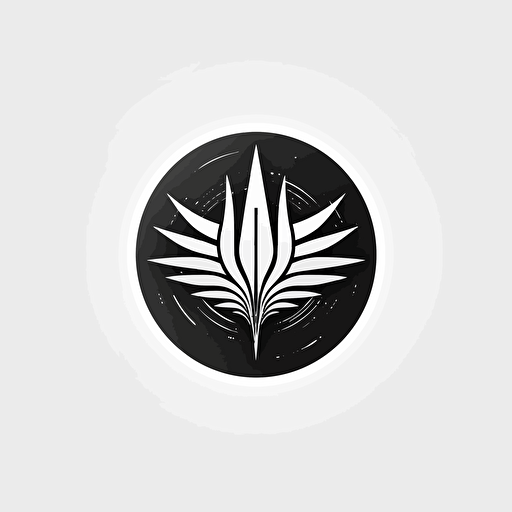 Star Trek style insignia, circle shape, minimalist logo, vector, abstract acorn, seed, futuristic, sci-fi sleek design, starburst, greyscale