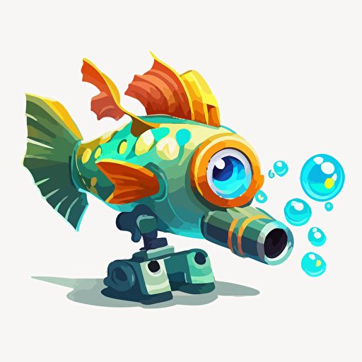 cartoony aquatic bazooka vector, theme is aquatic, cartoony, 2D, concept art, Pet Simulator X