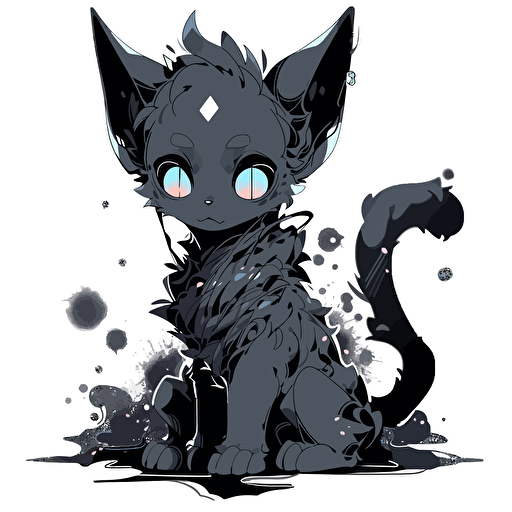 A monochromatic cat dog, using grayscale tones and a pop of color to create a visually engaging and stylish design, vector illustration,