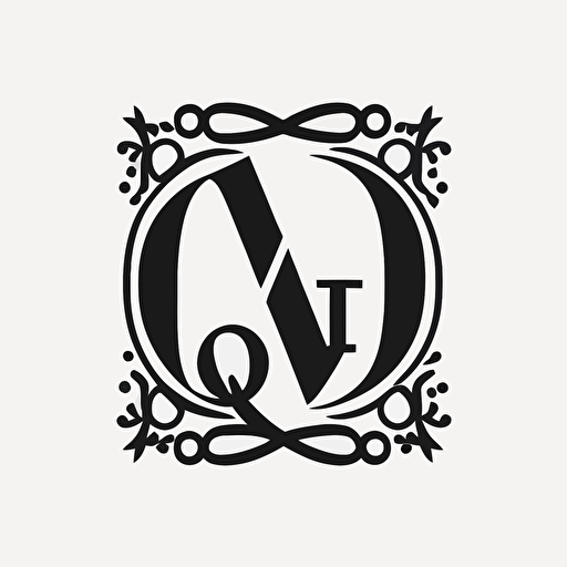 a lettermark of the letters QWIP, Logo, Serif Font, Vector, Simple