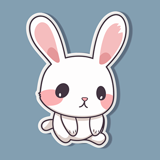 sticker of a cute simple comic bunny, vector style
