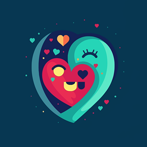 hugging heart, flat vector logo
