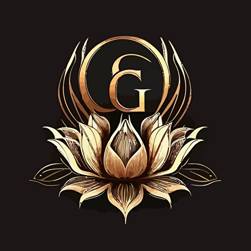 Vector logo with lotus flower and and the letter CG in Gold