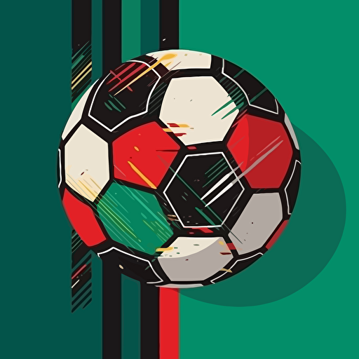football poster with few colors red green white black, illustrator, vector hq flat