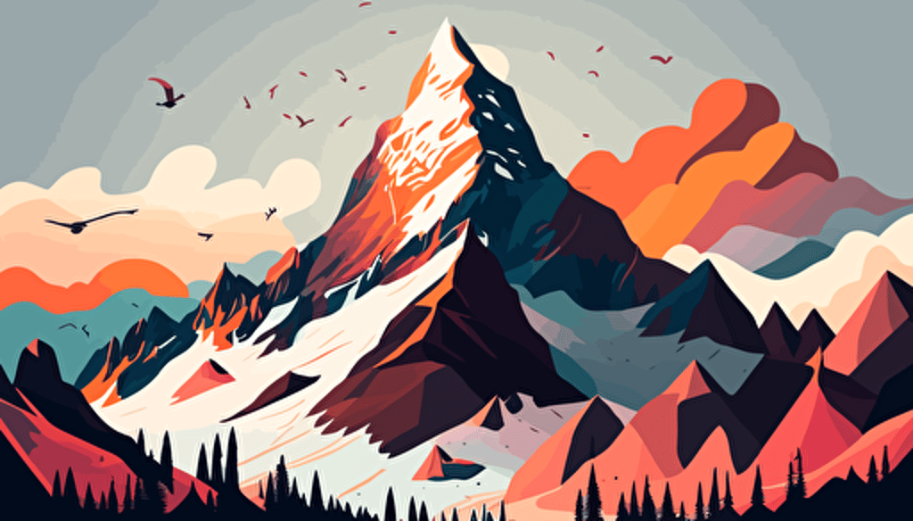 mountain illustration, digital art, vector art, cute, pretty, simple, Zermatt, Chris Leavens and Jonny Wan