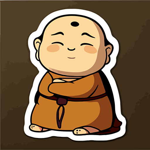 Very cute Buda pixar style, 2d flat design, vector, cut sticker