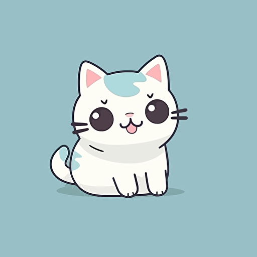 cute cat, vector flat, 2d, sticker, cartoon