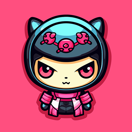 a logo of a funny ninja, japan style , cartoon head, 2d art, Hello Kitty aesthetics, vector