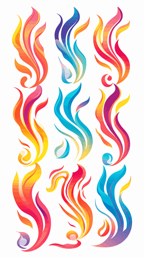 vector art of a flames illustration stickers, vivid colors, colorful, pastel cute colors, white background