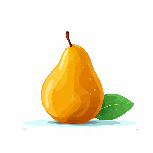 single pear without leaf, simple forms, flatart, 2D vector style, cartoon, white background, side view, horizontal