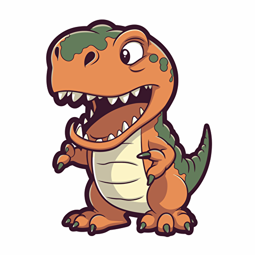 T-rex, sticker, cartoon style, vector, White background,