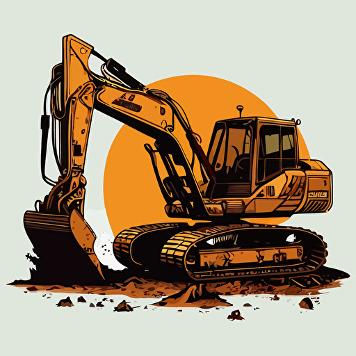 a two tone vector art drawing of an excavator