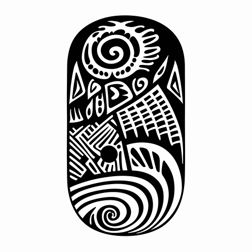 black and white linocut clean white background, banda tube forming a number 0 , in the style of sosaku hanga , vector