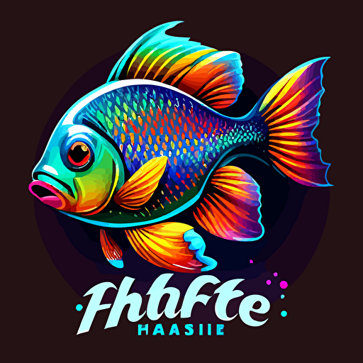 a mascot logo of a colorful rainbow fish, artist, artistic, creative, vector, pop art