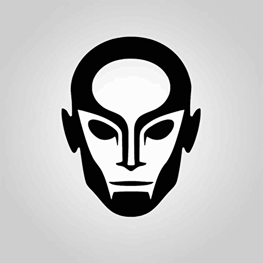 black and white minimalistic head of banshee, minimalistic icon, vector shape