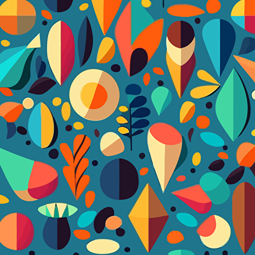 create seamless pattern, colourful, shapes, flat design, vector, high resolution