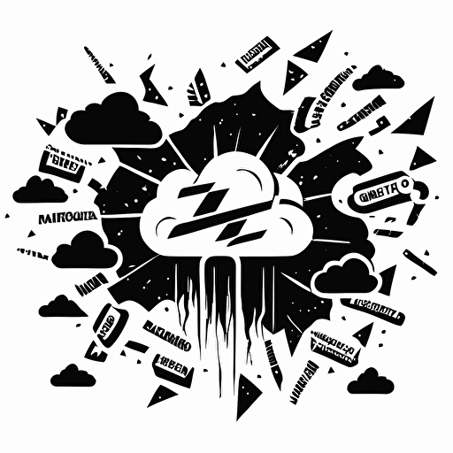 A simple thought cloud with a few jumbled runic symbols, indicating mental confusion from the Dazed condition, black and white, vector, flat, svg, dnd style