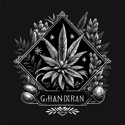 black and white vector logo for an elegant gemstone marijuana company