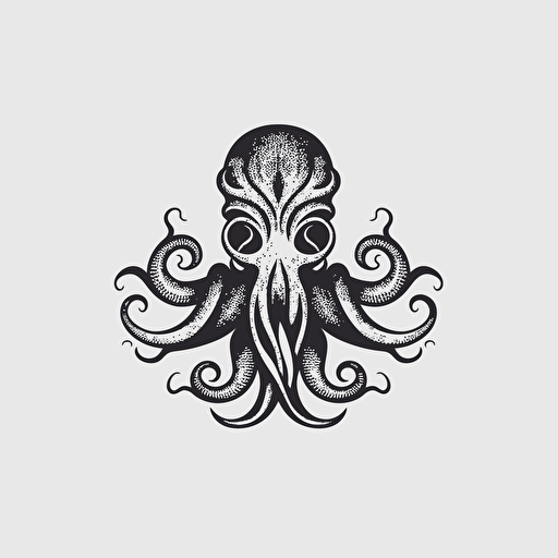 octopus, symmetric, minimalistic, logo, black white, Vector, no details, clean style