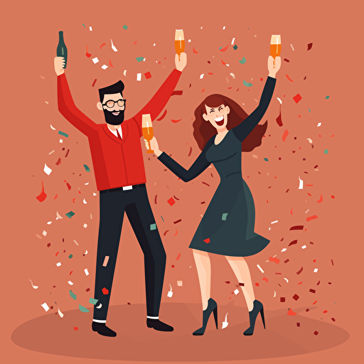 man and women celebrating, vector