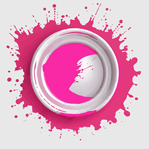pink and white splash paint rounded, flat white circle at center with no borders, transparent background , vector, flat
