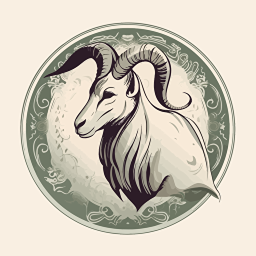 create a retro capricorn zodiac sign, vector ,white clipart
