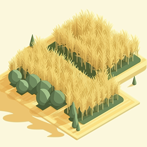 Corn field, isometric view, vector illustration