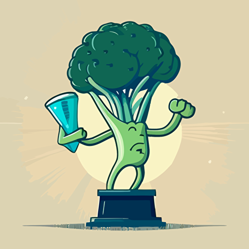 vector illustration of a health competition with the main objects being a trophy and broccoli
