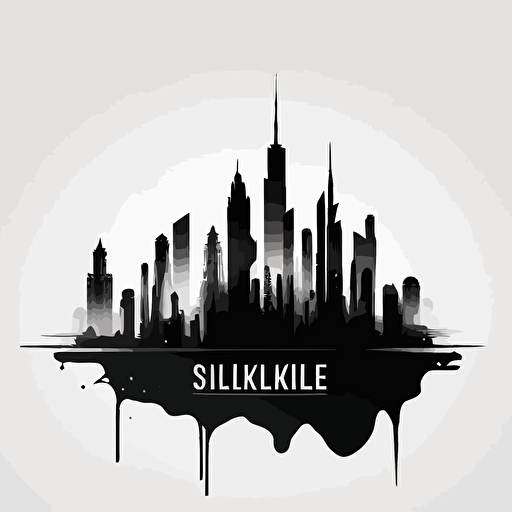 modern iconic logo of a skyline, black vector, on white background