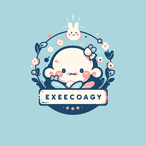 baby care logo, vector, minimal, baby human, hygge, light blue background v 4