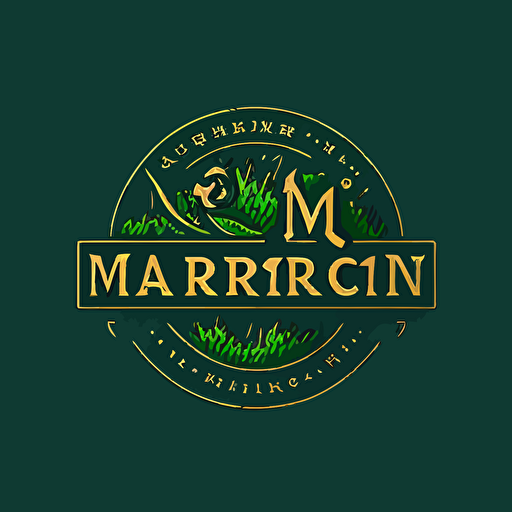 a flat vector logo for a lawn maintenance company, simple, minimal, van gogh style, incorporate the letter R and M into the design