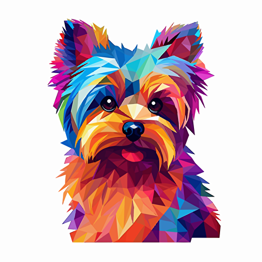 colorful tiled yorkshire terrier dog, vector art, white background