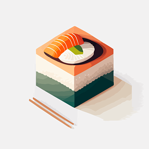 One sushi, minimalistic design, geometric, flat, no shadow, vector art, white background
