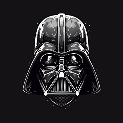 a vector logo iin high gloss black and white styled like darth vader