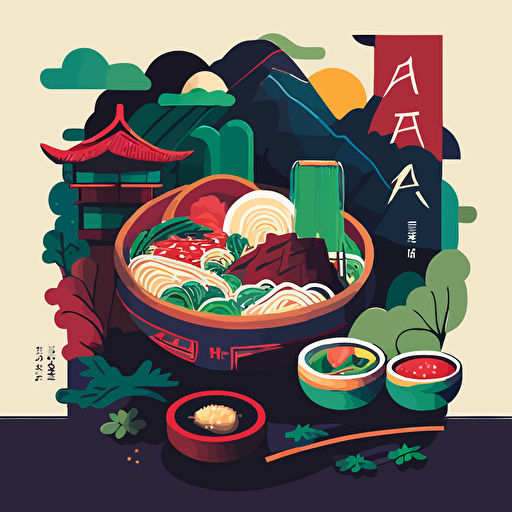 vector art, fun, colorful, taiwanese food