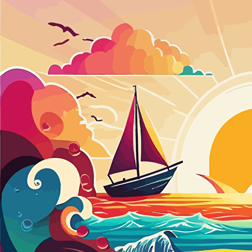 fun vector art, colorful, ocean water