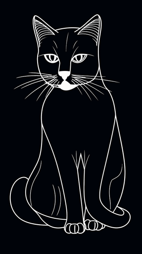 cat continuous white line drawing cute pet stock vector, black backround, one line, minimalist