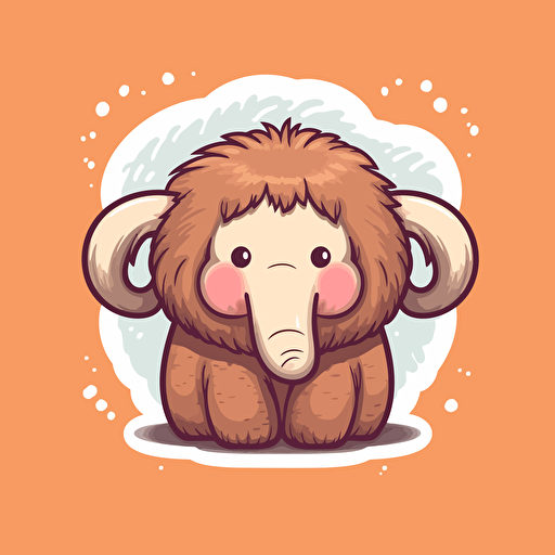 cute woolly mammoth kawaii style, vector clipart