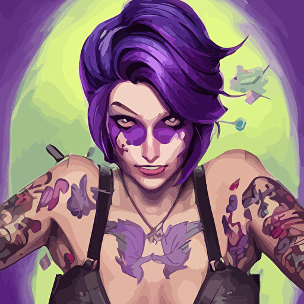 beautiful female purple hair tattoo symmetrical face eyes length fantasy art apex fortnite video game icon 2d game art gta5 cover official fanart behance hd artstation jesper ejsing rhads makoto shinkai lois van baarle ilya kuvshinov rossdraws