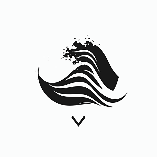 simple logo, wave raising about to crash, black on crisp white background, vectorial,