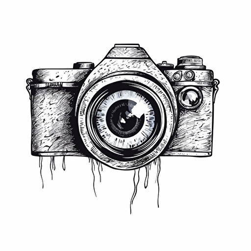 art, white background, vector lineart in minimalist style, eye with an camera aperture in lieu of iris.